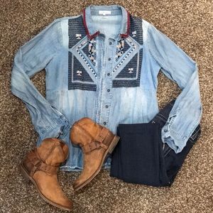 Miss me vintage long sleeve button down